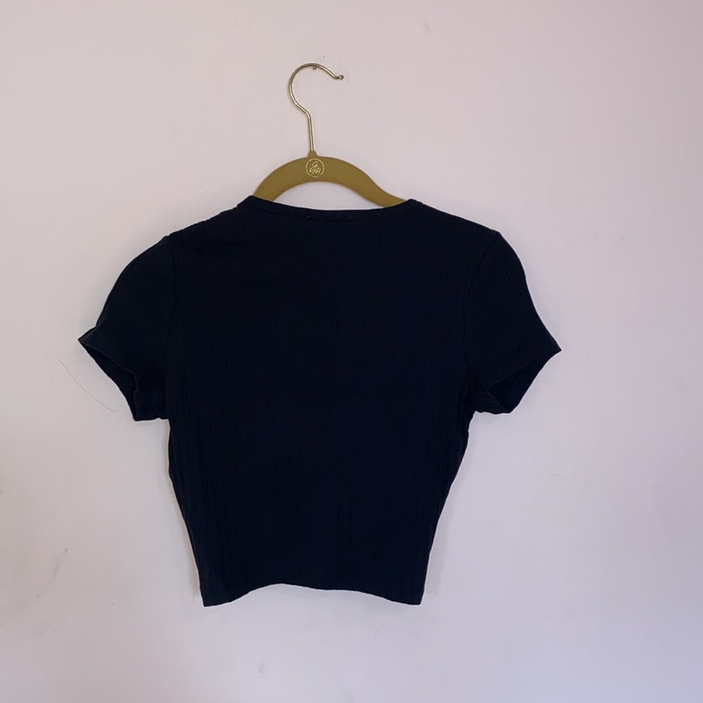 Black Ribbed Crop Top - Picture 3 of 3